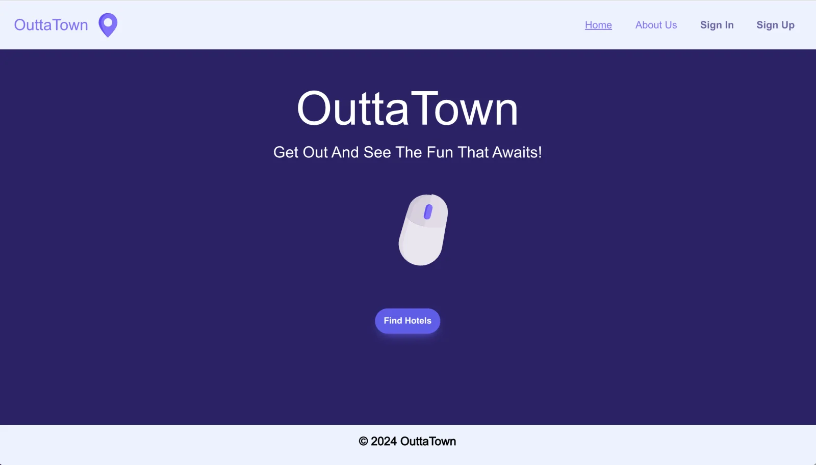 Hotel website home page