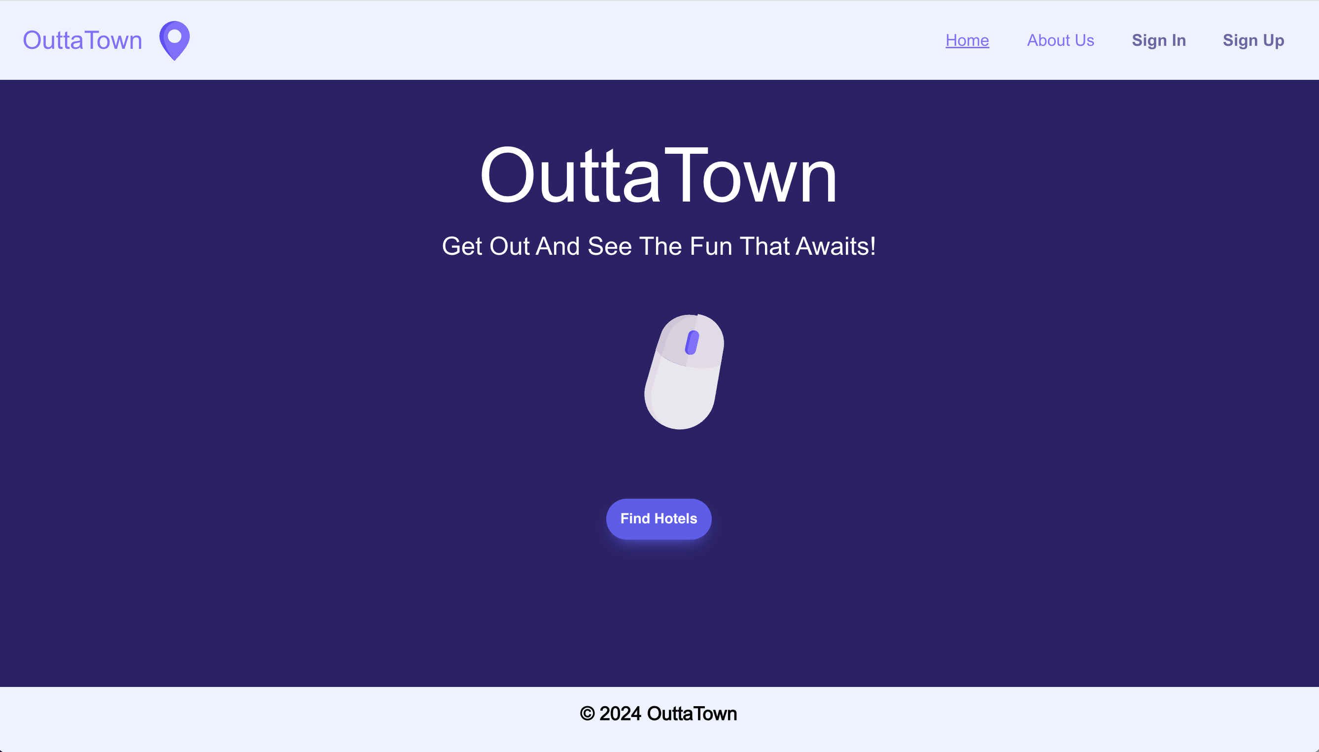 Hotel website home page